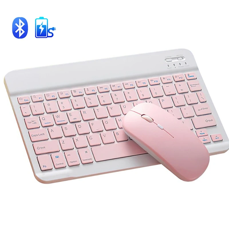 Pink Bluetooth keyboard and mouse 3.0 For iPad air Portable wireless  Keyboard For Tablet laptop Windows cute mini keyboard mouse