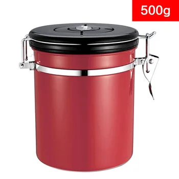 

With Exhaust Pot Coffee Bean Jar Kitchen Home Tea Canister Sealed Can Sugar Container Stainless Steel Storage Vacuum Food