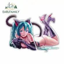 EARLFAMILY 13cm x 9.4cm for Miku Hatsune Funny Car Stickers Anime Waterproof RV VAN DIY Fine Decal Bumper Trunk Truck Graphics