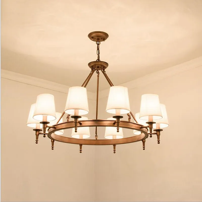 

3\6\8 Heads American Style Cloth Wrought Iron Pendant Lamp Creative Retro Candle Lamp Parlor Bedroom Decoration Lamp Fixtures
