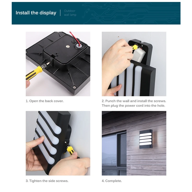Solar Wall Light Wall Light Outdoor Porch Light Modern 15W Outdoor LED Wall Lamps Simple Waterproof Plastic Garden Porch Sconces Balcony Home Exterior Wall Lighting Luminaire