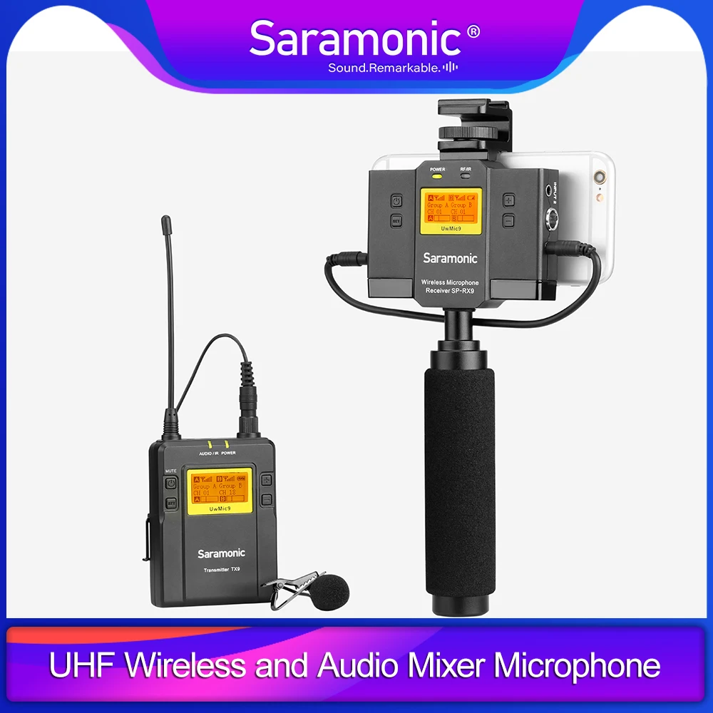 Беспроводная аудиомикшер Saramonic UHF микрофонная система для смартфонов iPhone и Android