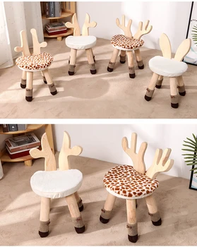 

Wood Cartoon Chair Bench Deer Stool Chair Children Study Chair Baby girl Dining Chair 27*27*42cm kids Portable Rabbit Stool B590
