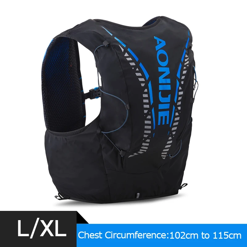 Black Blue L-XL AONIJIE 12L гидратационный рюкзак для мужчин и женщин, расширенный жилет для бега, сумка для спорта на открытом воздухе, пеших прогулок, марафона, велоспорта - Цвет: Black Blue L-XL