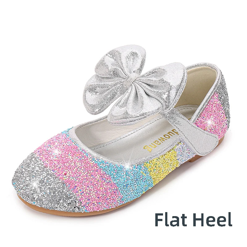 Girls Leather Shoes Princess  Shoes Children Shoes round-Toe Soft-Sole Big girls High Heel Princess Crystal Shoes Single Shoes bata children's sandals Children's Shoes