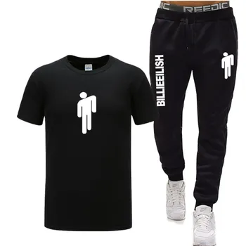 

Billie Eilish Mens T-Shirt Sweatshirts Trousers Sets Print T-Shirt Set Casual Outfit Male Pullover Sweatshirt Sweatpants Suit