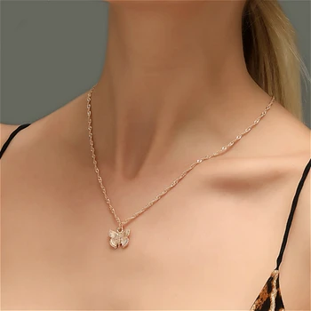 

Aesthetic Butterfly Pendant Necklaces For Women Gold Color Trendy Simple Choker Chain Necklace Jewelry Collier Femme