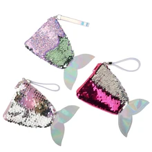 Sequins Mermaid Tail Coin Purse Sling Card Holder Money Change Purse Pack Party Decor Wallet Purse Bag For Kids Children