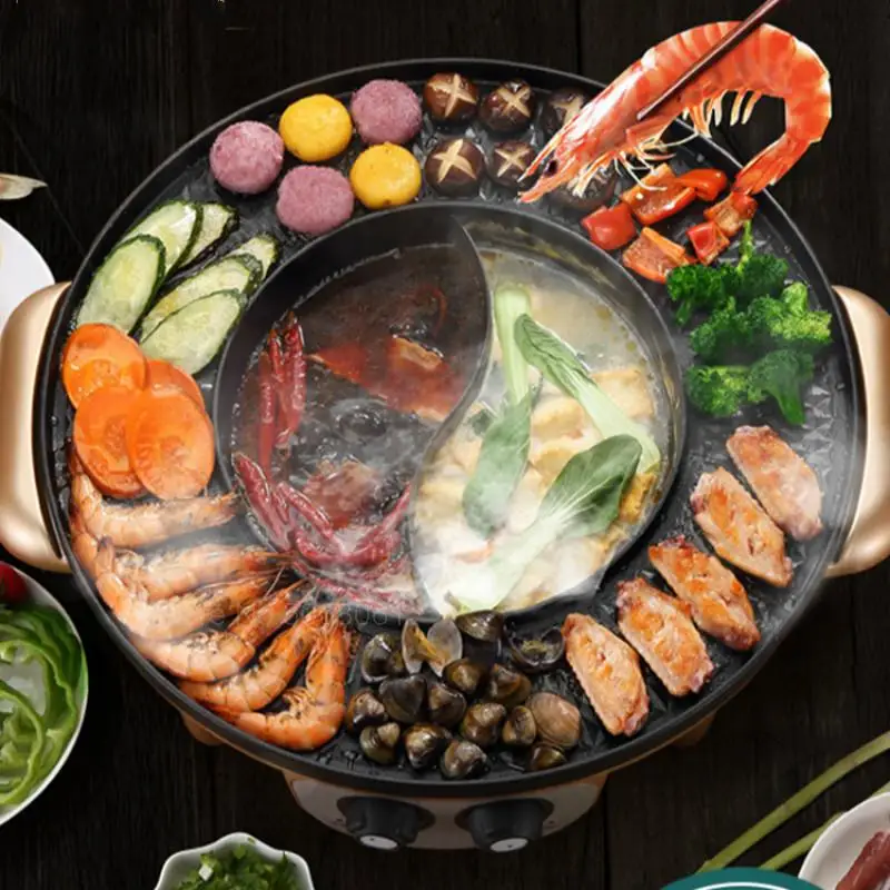 

Электрический гриль, домашняя электрическая машина для барбекю, горячий горшок для барбекю, Бездымная электронная сковорода для выпечки