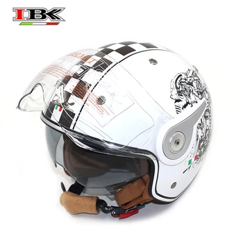 

IBK Vintage Motorcycle Helmet Scooter Open-Face Casco Casque Unisex 3/4 Face Cool Style White Helmet IBK-K100A