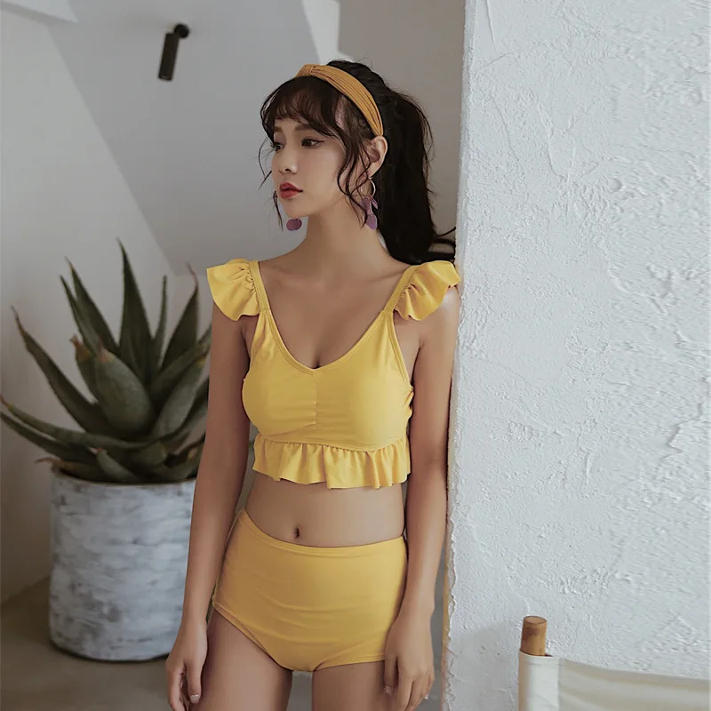 

Bathing Suit Women's Three-piece Set Conservative High-waisted Boxer duan qun shi Swimwear Underwire Push up AliExpress Tour Bat