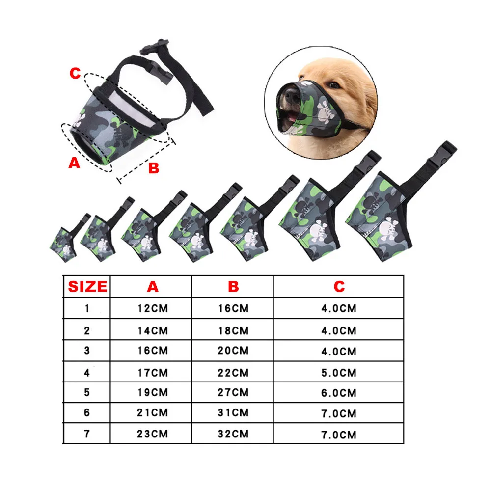 Dog Muzzle to Anti Biting Barking Chewing Adjustable Soft Polyester Pet Muzzles for Small Medium Large Dogs Printed Puppy Muzzle