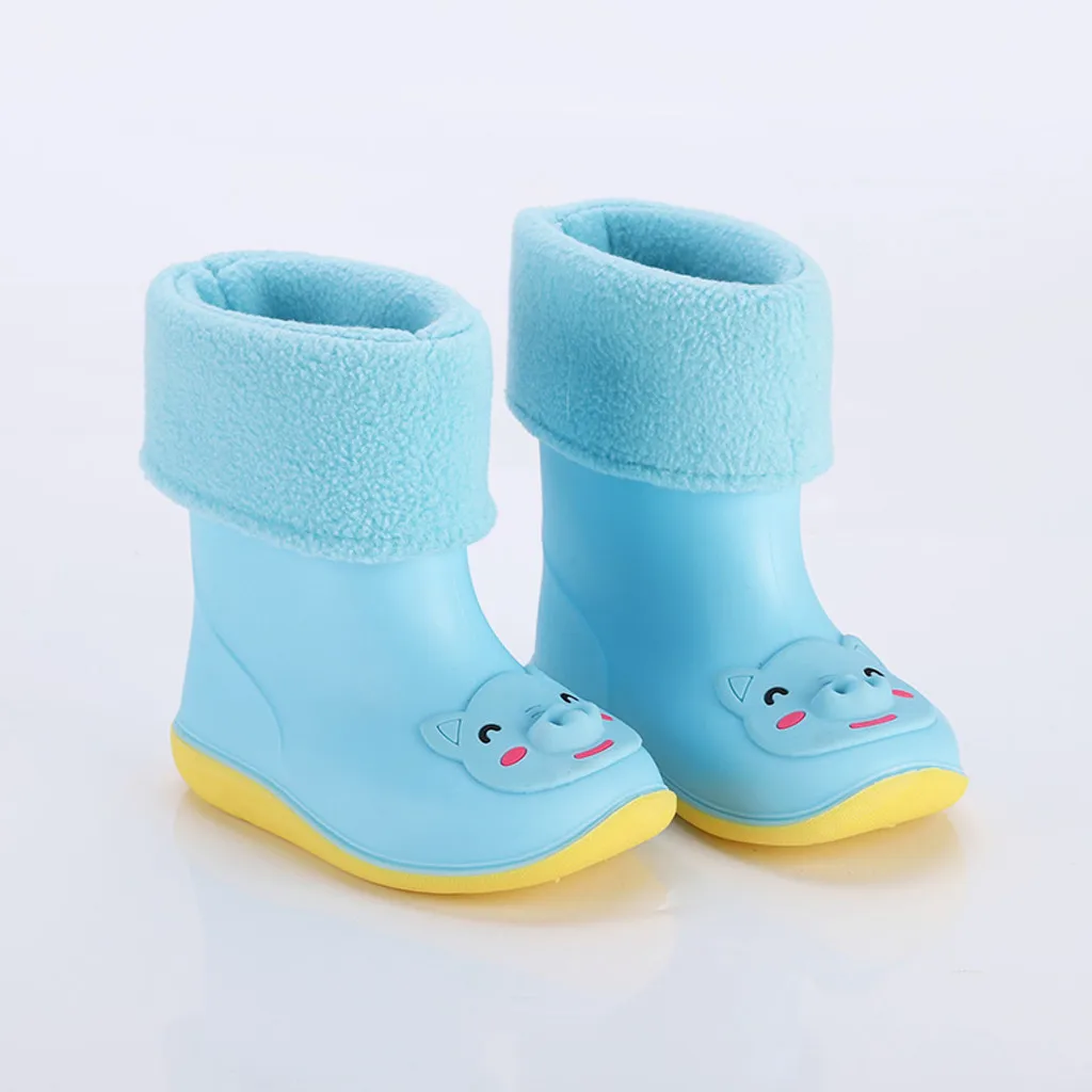 ARLONEET/детские резиновые сапоги для дождливой погоды; Детские Водонепроницаемые сапоги из пвх; бархатная теплая обувь для дождливой погоды; Нескользящие сапоги до щиколотки; обувь; CA12