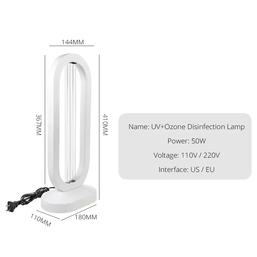 Ozone UV Light Disinfection Quartz Lamp Sterilizer Bulb 50W Ultraviolet Lamp 110V 220V UV Sanitizer Germicidal Bactericidal