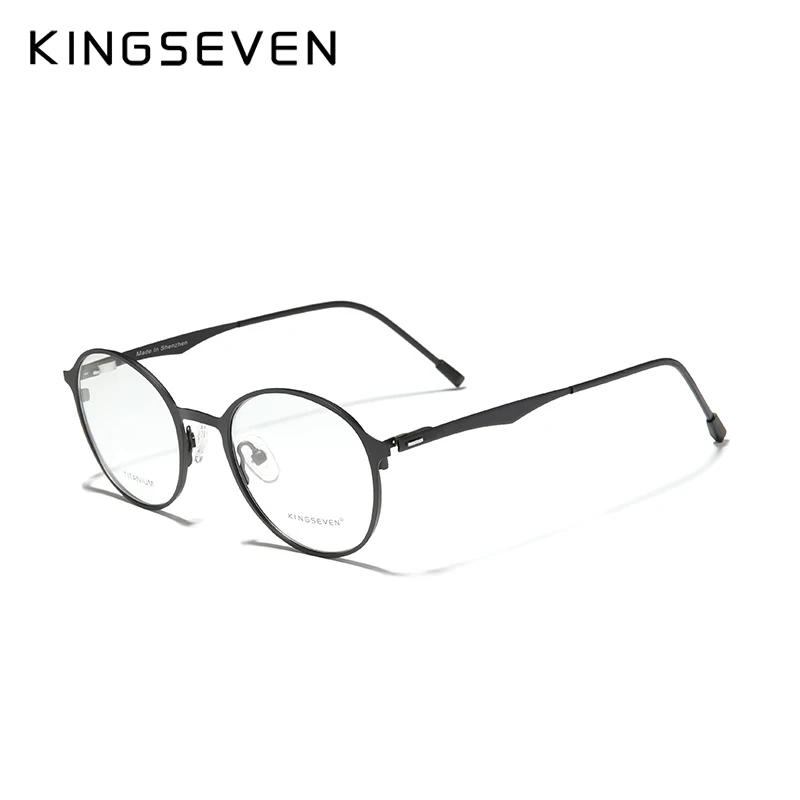 Eyeglasses Frames Eyeglass Frames Myopia Glasses Optical Glasses KINGSEVEN Round Titanium Optical Lenses Glasses Frame Men Myopia Women Prescription Glasses Eyeglasses Male Metal Eyewear