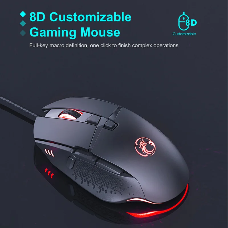 Мышь Компьютерная iMice T91 Оптическая Проводная игровая мышь USB 7200 точек/дюйм |