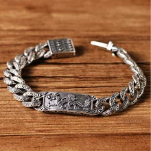 Тайский серебряный длинный однобортный мужской браслет с драконом из стерлингового серебра 925 пробы, мужские серебряные ювелирные изделия, грубый властный мужской браслет, лучшие подарки