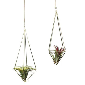 

reestanding Wall Hanging Tillandsia Air Plants Rack Rustic Metal Iron Wrought Geometric Diamond Shape Air Plant Holder