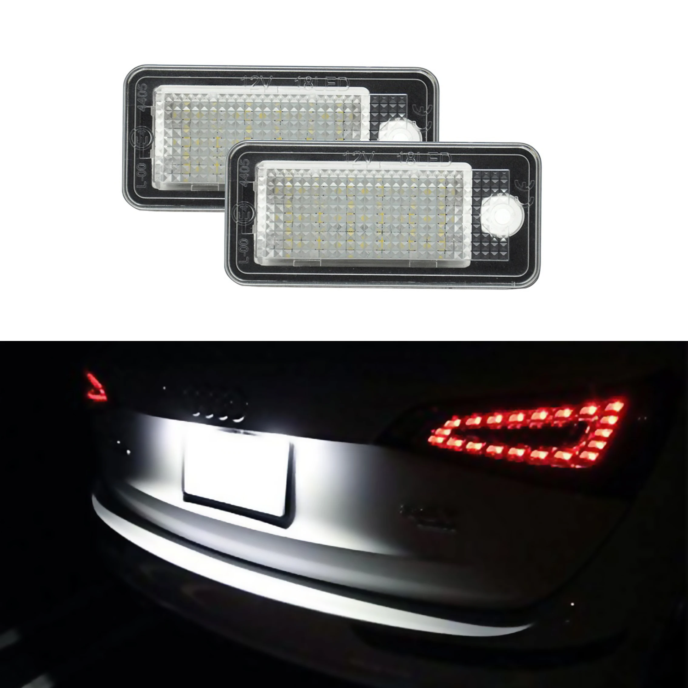 2x Led License Number Plate Light For Audi A3 A4 S4 Rs4 B6 B7 A6 Rs6 S6