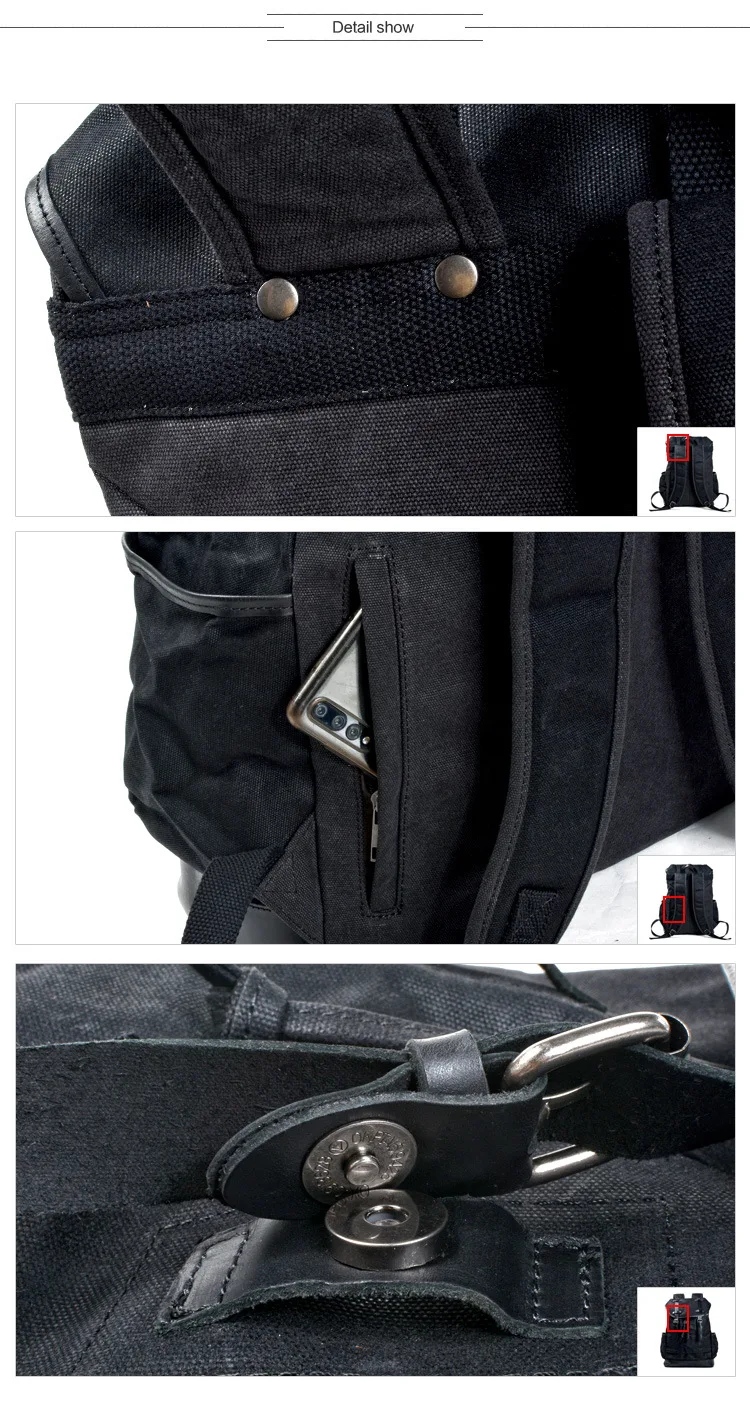DETAIL SHOW BUCKLE of Woosir Outdoor Large Capacity Canvas Travel Backpack