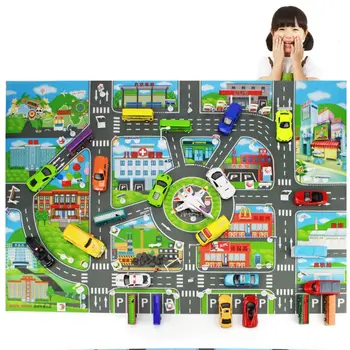 

City Traffic Play Mat Waterproof Non-woven Kids Baby Playmat World Map Floor Pad 72XC