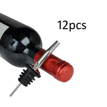 

12PC Stainless Steel Whisky Liquor Oil Wine Bottle Pourer Cap Spout Stopper Mouth Dispenser Bartender Home Bar Party Accessories