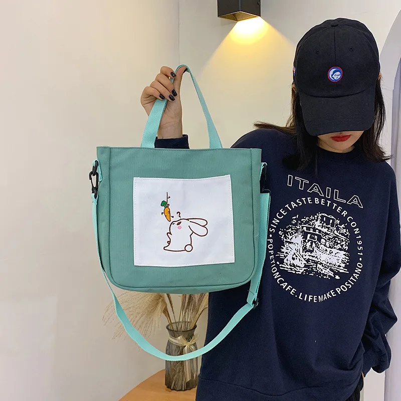 

CHIC Bag Women's 2019 Korean-style Fashion Shoulder Large Bag Cartoon Cute Canvas Tutorial Large Tote Bag