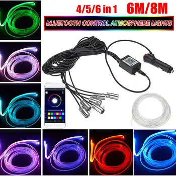 

6M/8M EL Wire RGB Multicolor LED Strip Car Interior Light bluetooth APP Control Neon Atmosphere Strip Lamp with DC 12V Driver