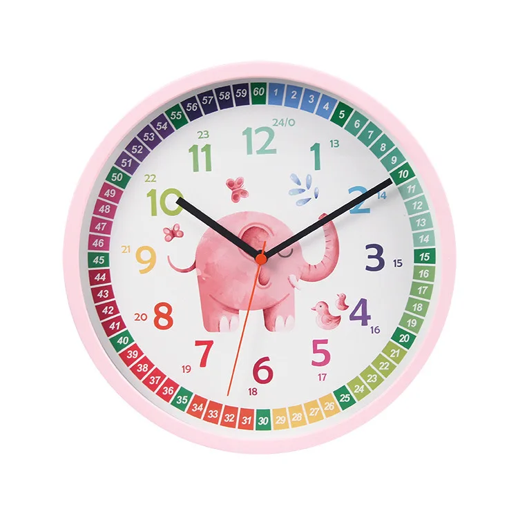 Kids Wall Clock Educational Montessori Time Learning Teaching Aids Clock Toys Cute Bright Color Girl Children Cartoon Bedroom 