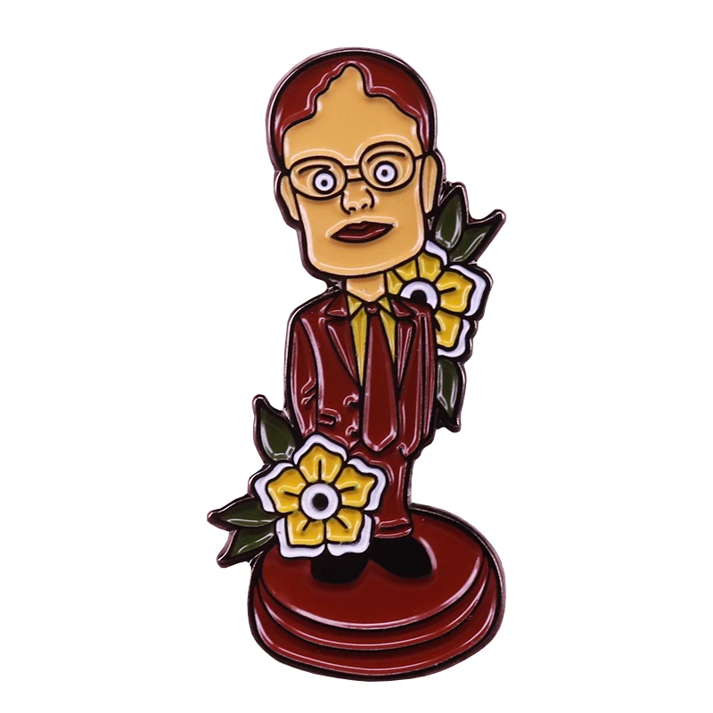 Великобритания ТВ Офис Большой размер Schrute эмалевые броши булавки Rainy Wilson Pin