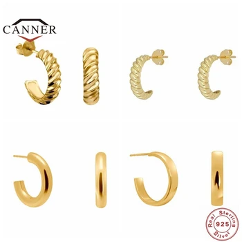 CANNER 100% 925 pendientes tipo botón de plata fina para las mujeres estilo Simple Piercing de Color oro pendiente de la joyería pendientes de botón pendientes plata 925