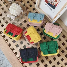 Новая модная Милая Детская сумочка для девочек из искусственной кожи контрастного цвета, сумки на одно плечо для девочек, милые маленькие сумки для монет