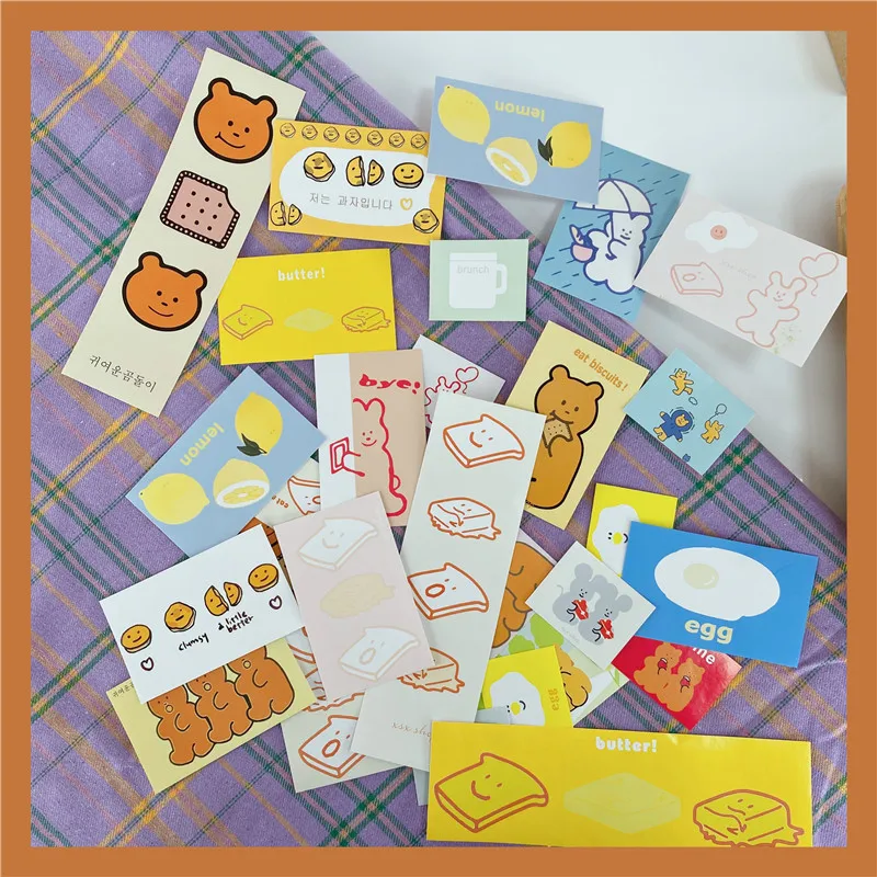 

Korean Ins Cartoon Biscuit Bear Cute Stickers 27 Sheets Mobile Phone Case Wall Suitcase Creative Decorative Sticker Stationery