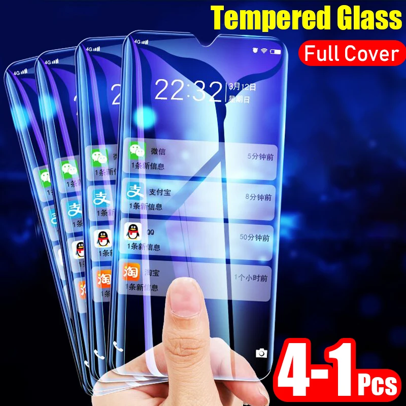 

4-1Pcs Protective Tempered Glass On The For Xiaomi Redmi 7A 7 Note 7 8 Pro Screen Protector Glass Film For Note 8 7 Cover Glass