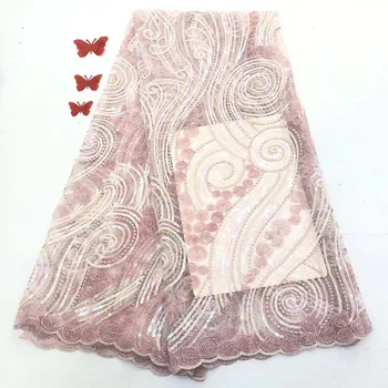 

High class party dress material French net lace fabric HNZ342 (5yards/lot) multi color