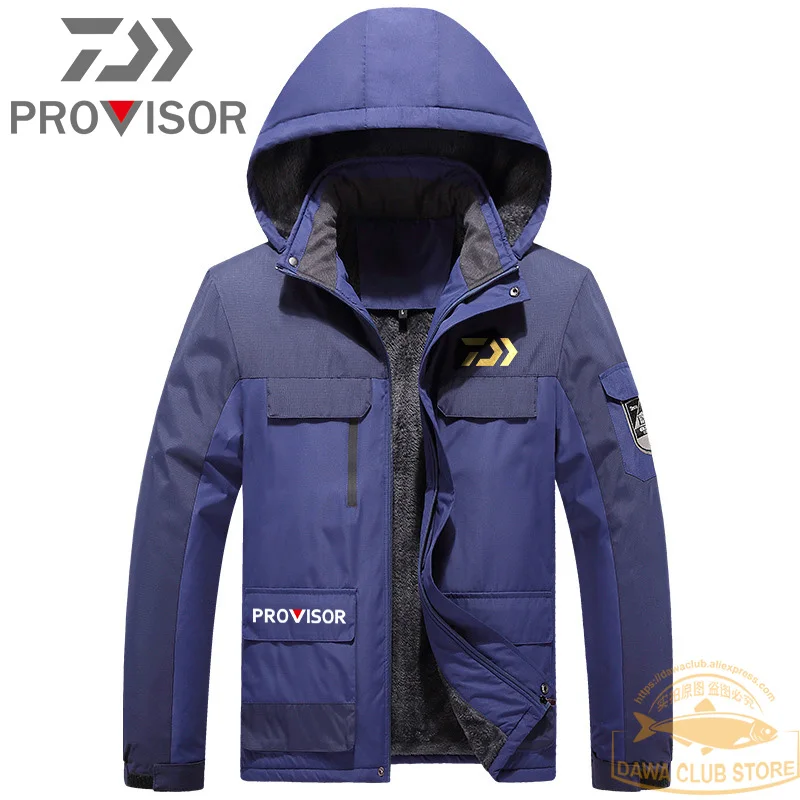 Одежда для рыбалки Daiwa, флисовая зимняя водонепроницаемая теплая куртка для рыбалки, верхняя одежда для защиты от снега, пальто с капюшоном для альпинизма