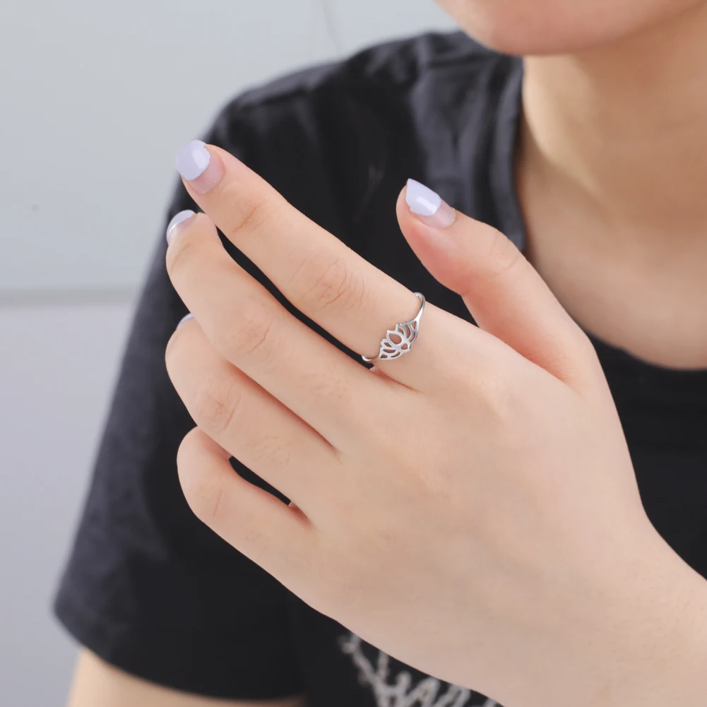 Skyrim Edelstahl Lotusblume Ringe für Frauen Vintage Fingerring Schmuck Weibliche Hochzeit Verlobungsgeschenk Großhandel 2026 – Detail 10
