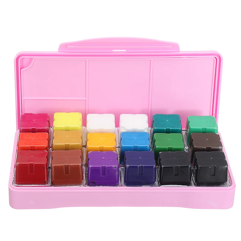 18 Colors Jelly Cup Gouache Paint Set 30ml Non-Toxic Gouache Watercolor Paints Portable Case Design for Artist Student Sationery