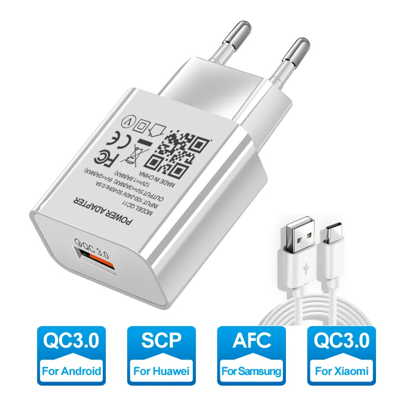 Cable USB tipo de carga rápida para móvil, cargador para Samsung Galaxy A21S, A31, A71, A51, A70, A50, A11, M31, A01, A21, A20S, A10S, A10E, QC 3,0|Cargadores de teléfono móvil| -