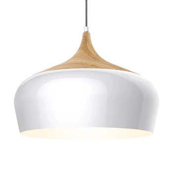 

Pendant Light Modern Lantern LED Lighting Wood Pattern Dome Minimalist Style Ceiling Hanging Lamp for Kitchen Living Room Bar