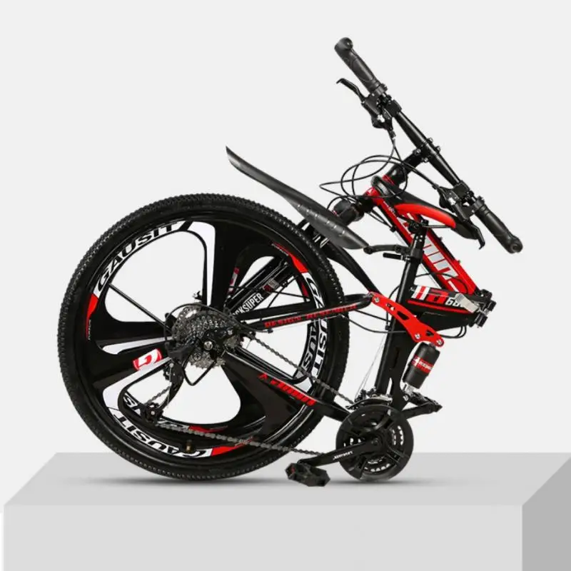 26 inch 21 Speeds Folding Mountain Bikes Premium Carbon Steel Bicycle Spoke/Integrated  Wheel Shockproof Mountain Bike Adult