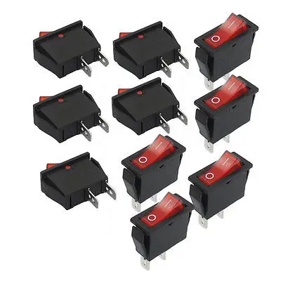 

10 Pcs SPST Red Neon Light On/Off Rocker Switch AC 15A/250V 20A/125V Jkzma