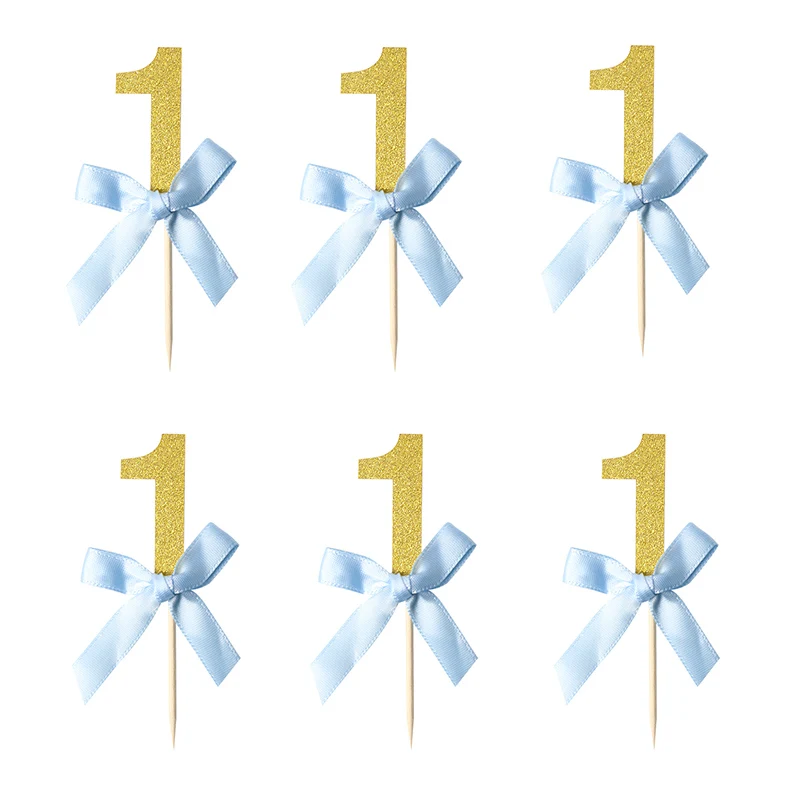 Blue LINVIERLOVE 10 шт./упак. My One Year украшения для кексов для детей мальчиков девочек Baby Shower золото 1st день рождения материалы для украшения тортов - Цвет: Blue