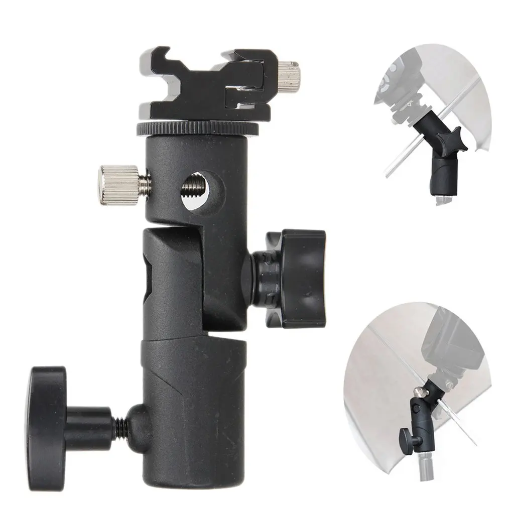 E Shape Universal Metal Flash Bracket Stand Hot Shoe Speedlite Umbrella