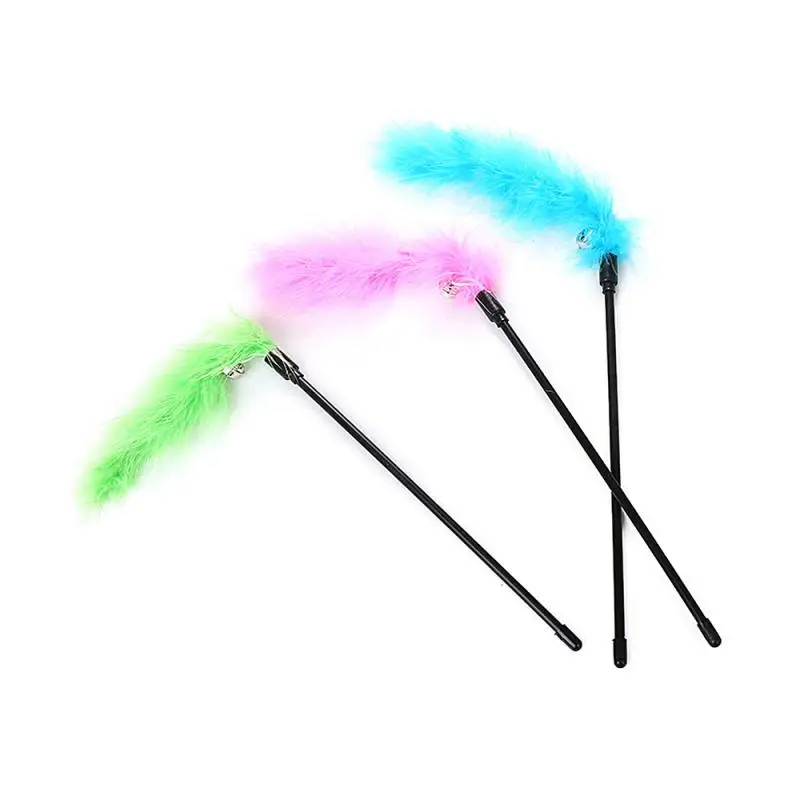 1PC Random Color Turkey Feathers Tease Cat Stick Premium Pet Interactive Toy Colorful Tease Cat Funny Stick Pet Kitten Supplies