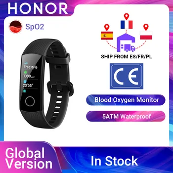 

Global Version Honor Band 5 Band5 Smart band Blood Oxygen Real Time Heartrate Monitor 0.95'' AMOLED Screen 5ATM Waterproof