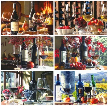 

Huacan 5D Diamond Painting Fruit Full Round Diamond Embroidery Wine Mosaic DIY Hobby Home Decor