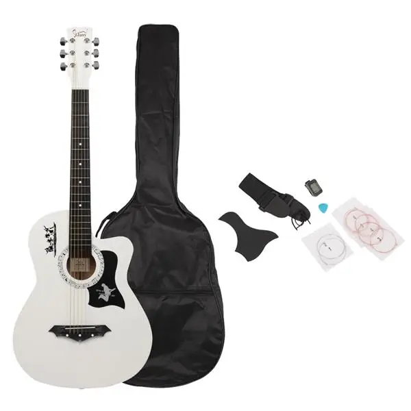 

Glarry GT507 38 inch Spruce Guitar with Bag Strap Guitar Pick LCD Mixer Guard Plate String Burlywood