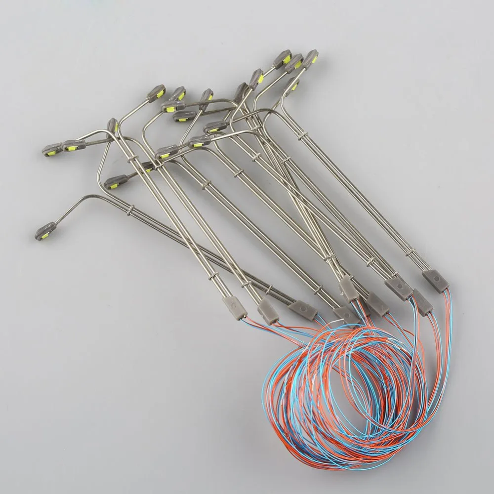 10pcs1150NScaleModelTrainLightDualMetalLamppostTrainLayout