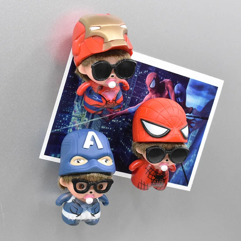 

Captain America Avengers Refrigerator Stickers Spider-Man Iron Man 3D Creative PVC Magnetic Stickers Message Posts Decoration